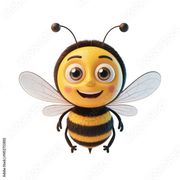 Fototapeta Charming Insect Character With Large Eyes And Smiling Face On Transparent Background 