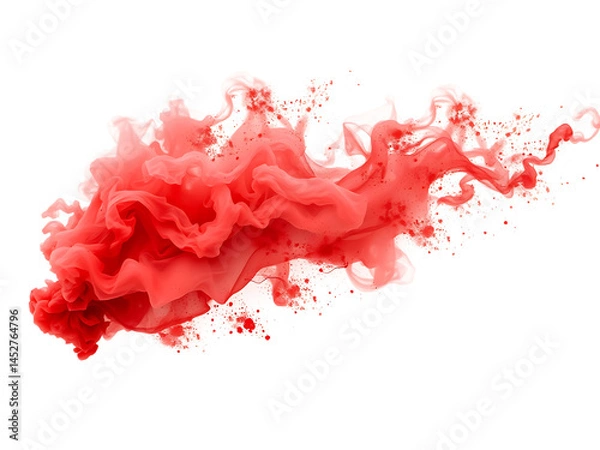 Fototapeta Abstract Red Ink Splash on Transparent Background