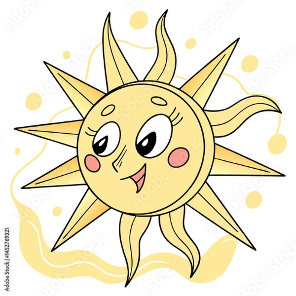 Obraz Vector Sun with Kawaii Expression and Gentle Glow
