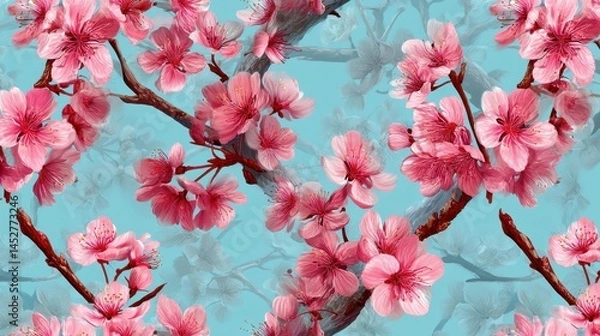 Fototapeta Floral Pattern in Pink Hues