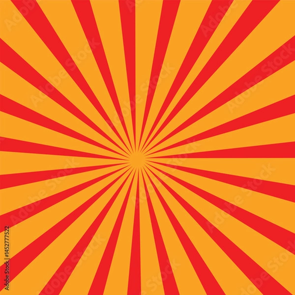 Fototapeta Yellow and Red Sun Ray Background Radiant Retro Sunburst Pattern Design