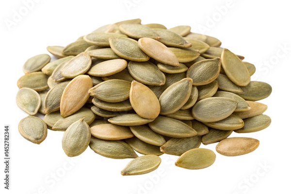 Fototapeta Heap of delicious and healthy pumpkin seeds on a black background