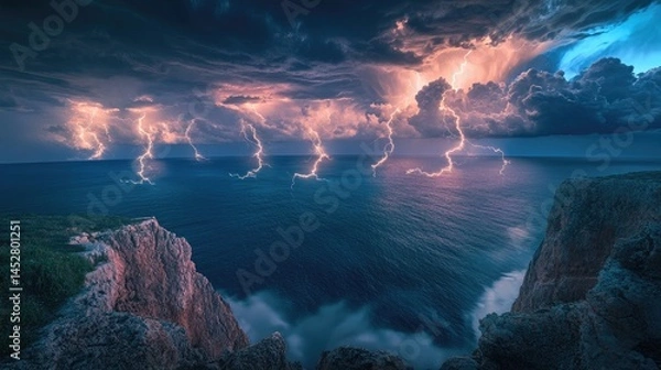 Obraz A vast ocean viewed from a high cliff