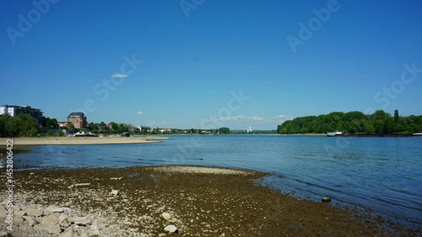 Obraz Niedrigwasser im Rhein bei Köln