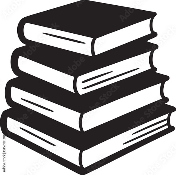 Fototapeta books stack silhouette logo, icon design vector illustration