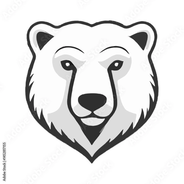 Obraz Simplified Grayscale Polar Bear Icon Design