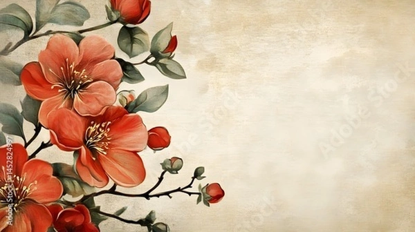 Fototapeta Vintage Floral Background | Elegant Antique Botanical Pattern for Invitations, Stationery, and Design Projects