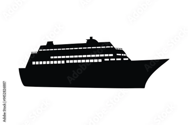 Obraz Silhouette of a large cruise ship on a white background