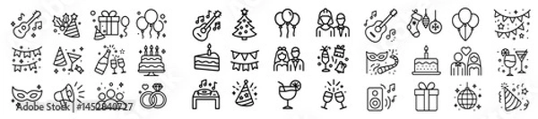 Fototapeta Celebrating special occasions with fun icons depicting festivities, parties, and joyful gatherings