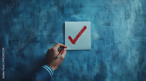 Obraz Checking off a red tick mark
