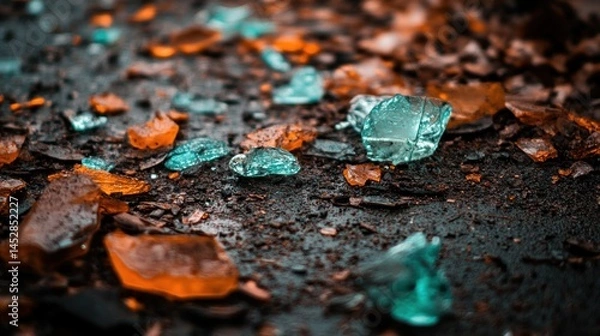 Fototapeta Shattered Dreams: A Macro View of Broken Glass
