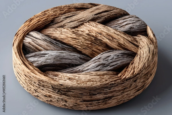 Obraz Minimal composition of dry wood fibers arranged in circular pattern, top view