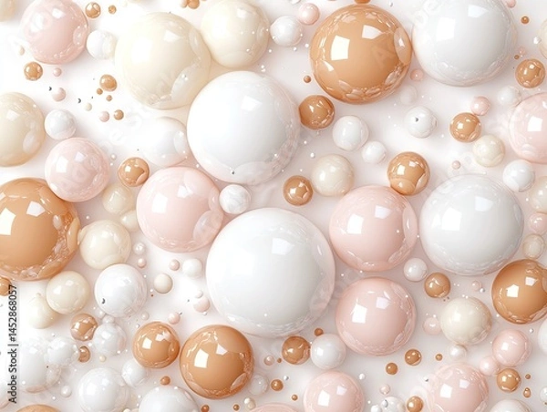 Fototapeta Abstract design of numerous pastel colored spheres.