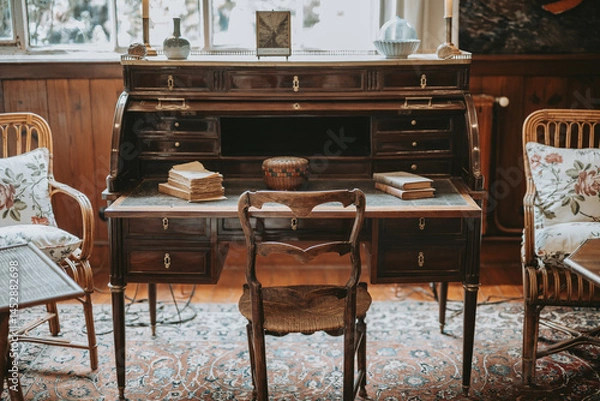 Fototapeta Un vieux bureau dans une vieille maison