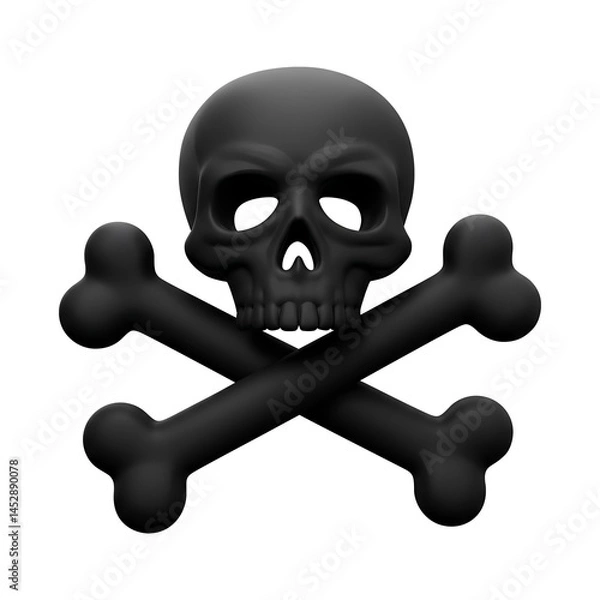 Fototapeta 3D Danger Sign - High-Quality Black Skull and Crossbones Symbol - skull and crossbones - skull and crossbones