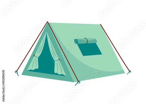 Fototapeta vibrant camping tent stands out, isolate on white background, showcasing its unique design and colors. Ideal for outdoor adventures, this vector illustration captures the spirit of exploration nature