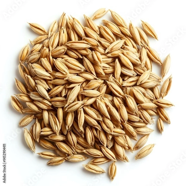 Obraz A pile of barley lies on clear white background