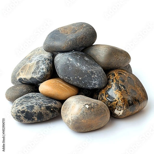Obraz A pile of rock stones on white on clear white background