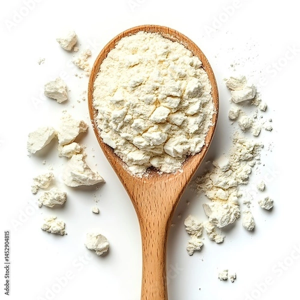 Obraz A portion of whey protein powder placed on clear white background