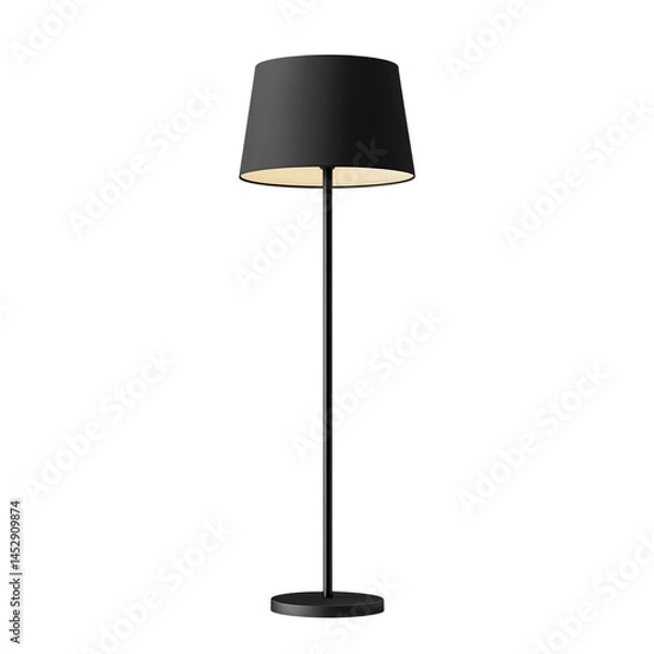 Fototapeta A modern black lamp, an electric object with a shade isolated on transparent background