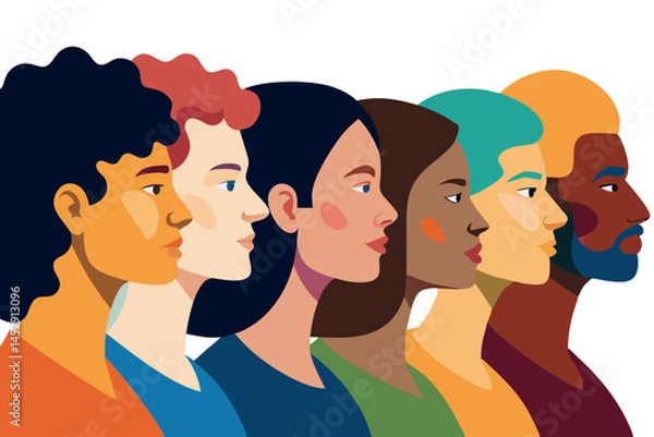 Obraz diverse people with unique skin tones and features, symbolizing the power of diversity, equality, and cross cultural dialogue