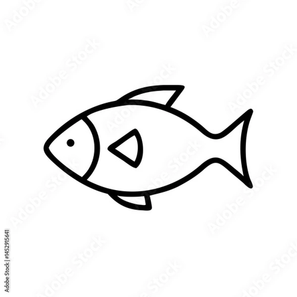 Fototapeta Simple fish icon in minimal style on white background  