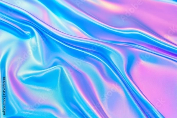Fototapeta Iridescent Fabric Texture Background - Abstract of flowing iridescent fabric with blue and purple hues. Perfect for backgrounds, websites, or design projects
