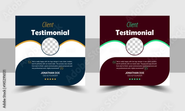 Fototapeta Creative Client Testimonial Design. Customer Review, Feedback, Post Template Vector Design.