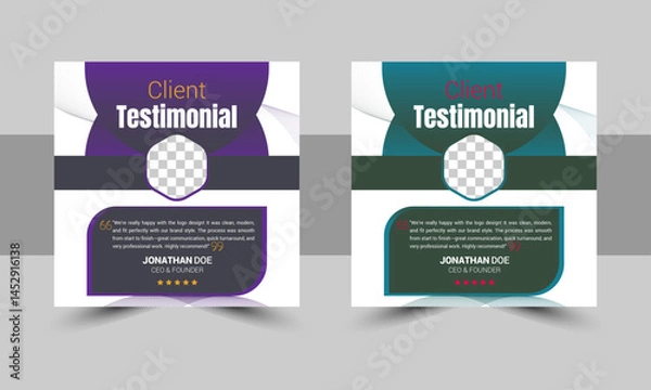 Fototapeta Modern Client Testimonial Design. Customer Review, Feedback, Post Template Vector Design.
