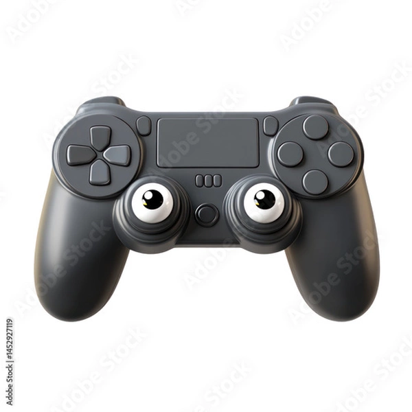 Fototapeta Cartoon 3D Gaming Controller With Button  isolated on a transparent background