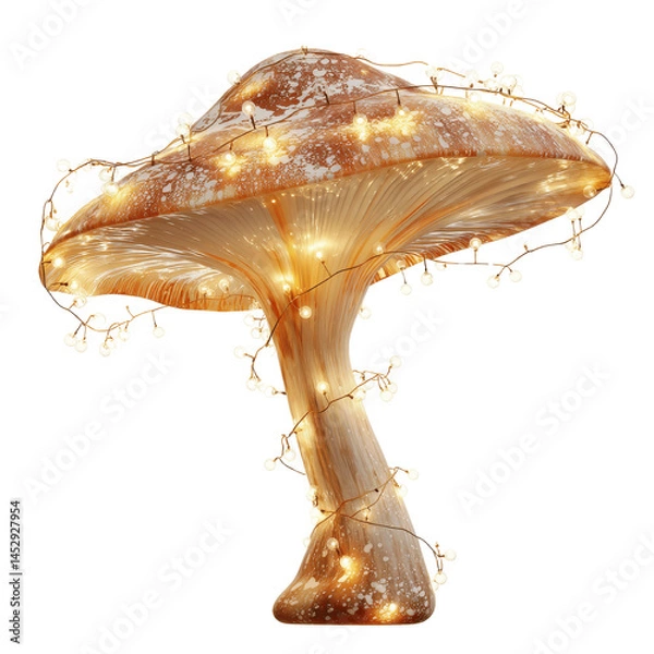 Fototapeta Enchanting Illuminated Mushroom with Fairy Lights - Festive Fantasy Decor