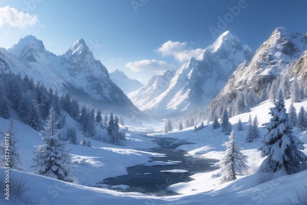 Fototapeta snow covered mountains