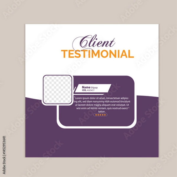 Obraz Modern client testimonial ,customer feedback social media post design,square web banner template layout