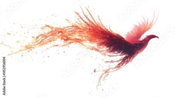 Obraz Fiery Phoenix Bird in Flight with Chains