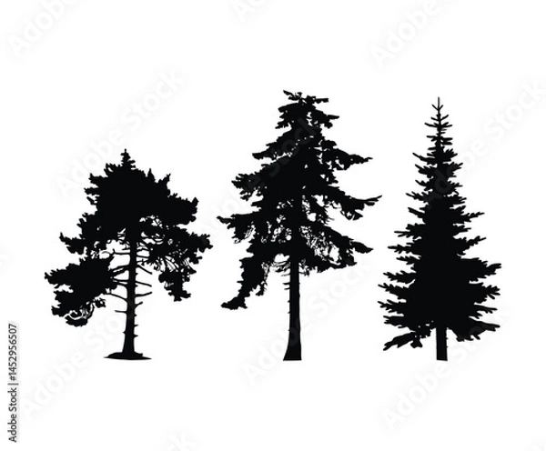 Fototapeta Minimal Juniper Tree Silhouette Isolated EPS Template