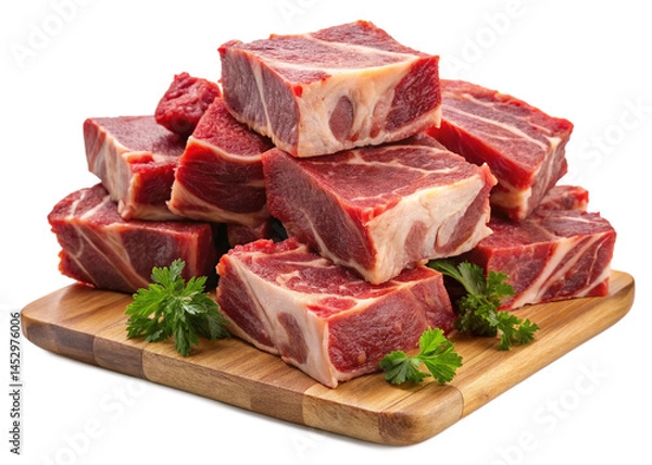 Obraz raw meat on a cutting isolated on white background