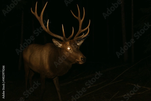 Fototapeta deer in the forest at night