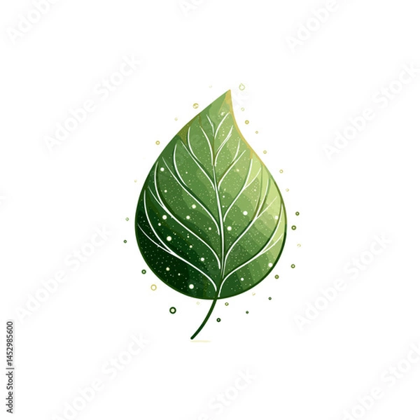 Obraz Green Leaf Icon with Natural Design and Soft Highlights  