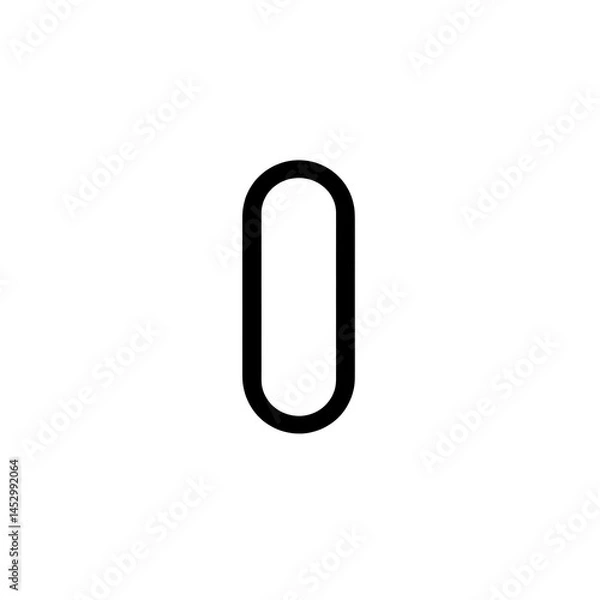 Fototapeta A Simple Vertical Black Capsule Shape With White Background