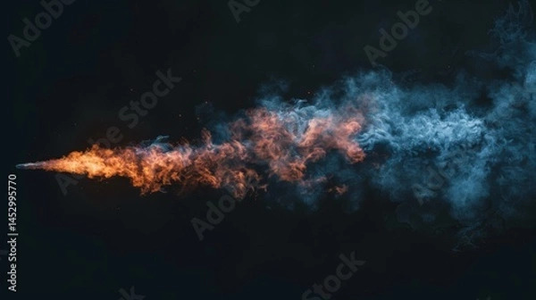 Fototapeta A high-speed bullet mid-flight, leaving a trail of smoke behind,generative ai