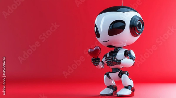 Fototapeta A robot holding a heart in its hand