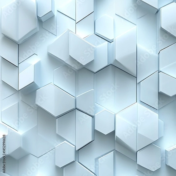 Fototapeta Abstract Pattern Featuring White Geometric Hexagonal Three Dimensional Shapes
