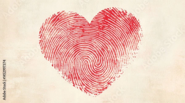 Fototapeta A red heart with a fingerprint on it