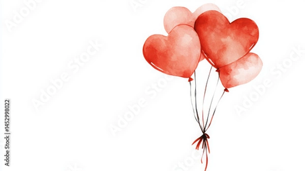 Fototapeta A bunch of red balloons with hearts on them