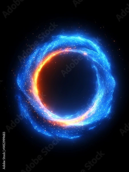 Fototapeta An Abstract Glowing Ring Displaying Swirling Bright Blue and Orange Colors
