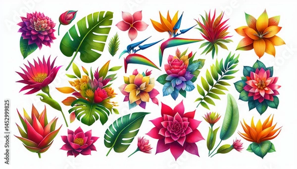 Fototapeta Island dreams – exotic leaves dancing across fabrics & walls
