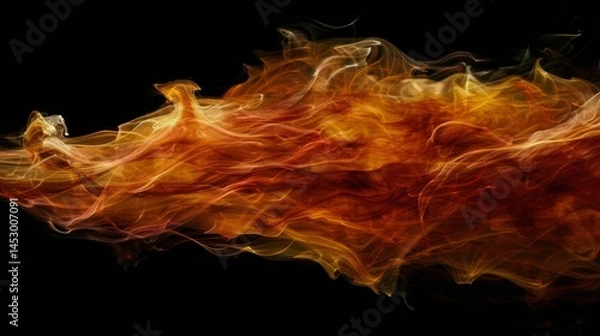 Fototapeta Realistic isolated fire effect for decoration and covering on black background. Concept of particles , sparkles, flame and light on white background