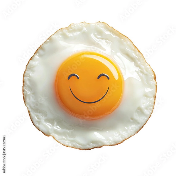 Fototapeta Sunny Side Up: A perfectly cooked egg with a cheerful smiley face, offering a bright and optimistic start to the day.
