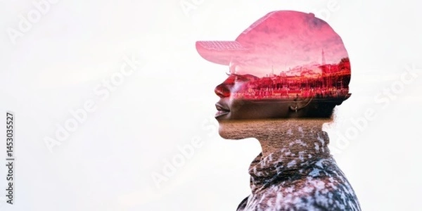 Fototapeta Elegant Silhouette of a Person Against a Stunning Scenic Landscape Captured Perfectly at Sunset