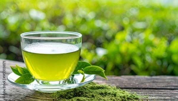 Fototapeta 抹茶入り緑茶　茶葉